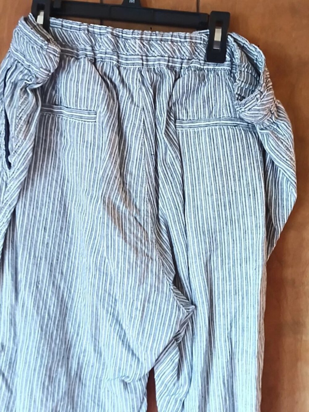 Caslon Linen Pants Women's 16W Blue White Striped Drawstring Elastic Waist - Picture 5 of 5